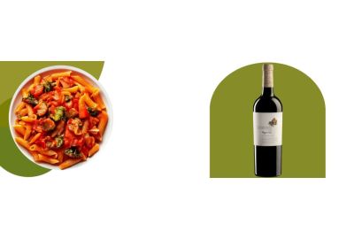 Pasta met tomatensaus en geroosterde groenten