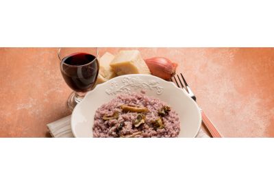 romige-risotto-met-rode-wijn-en-champignons