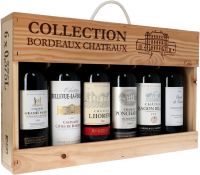 Collection Bordeaux Chateaux – 6 kleine flesjes Bordeaux in houten kist