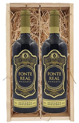 2 flessen Fonte Real Reserva Alicante Bouschet in houten kist